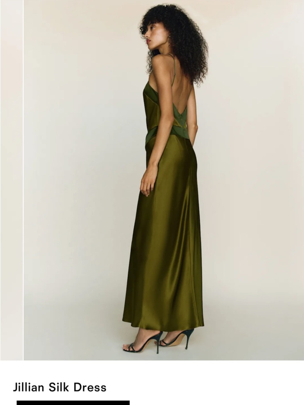 Reformation Jillian Silk Dress Green - Size 6 - Picture 3 of 3